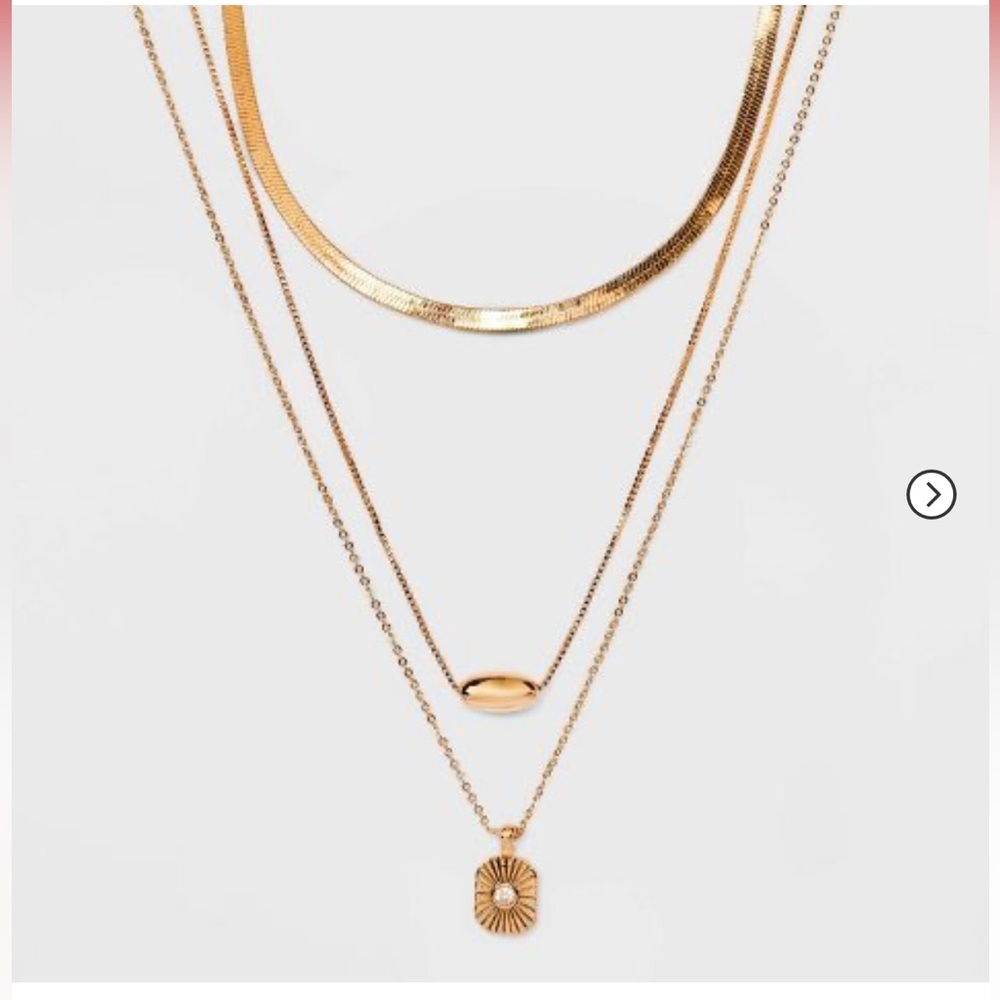 Herringbone Dogtag Chain Necklace -
A New Day Gold, brand new
